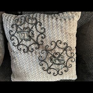 Black metal wall candle holders